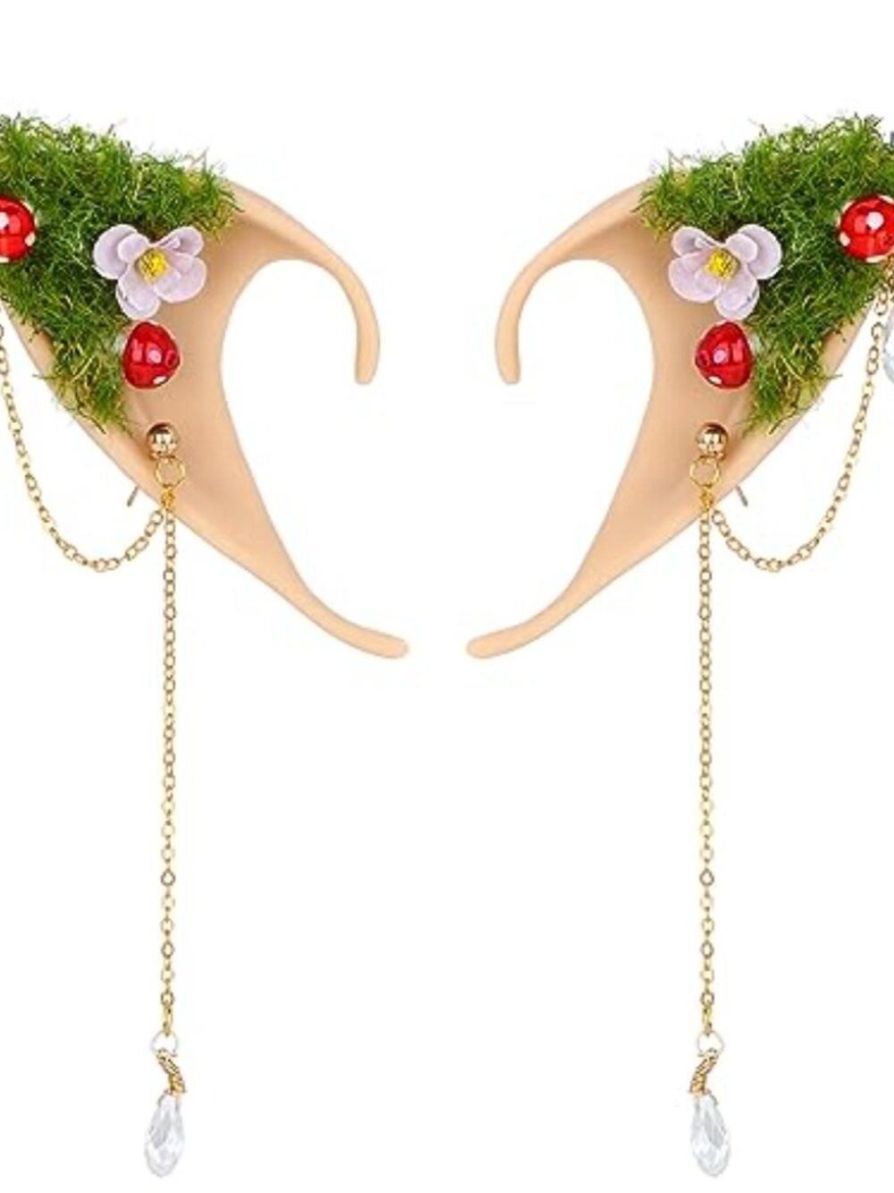 New - Forest Mushroom Elf Ears, Soft Fairy Ears with Mushroom Moss - Picture 2 of 2